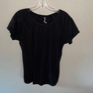 workout top mesh tie back